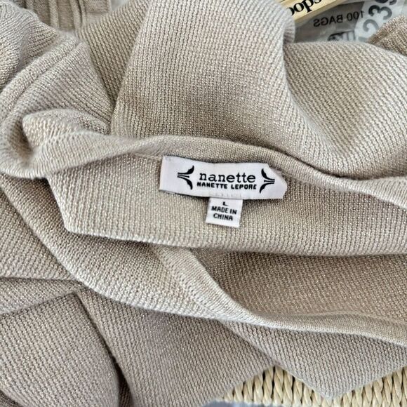 Lepore women’s long sleeve blouse  Knit Pullover Sweater champagne L - Picture 3 of 11